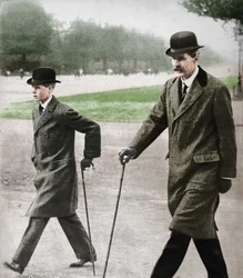 Prince Edward Walking with Mr. HP Hansell, His Tutor, at Auteuil, France, 1912