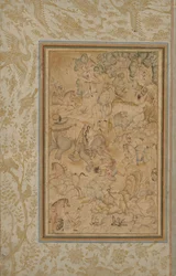 Princes Hunting in a Rocky Landscape, c. 1580-85, Borders Added c. 1700s