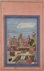 Princess Entertaining a Visitor on the Balcony, Folio from the Davis Album