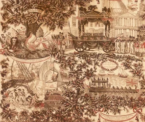 Printed Linen Panel Depicting the Funeral Procession of Lord Viscount Nelson