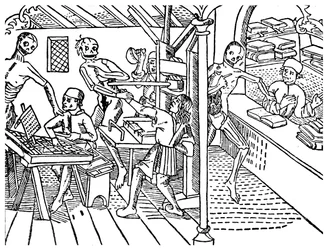 Printworkers harassed by skeletons