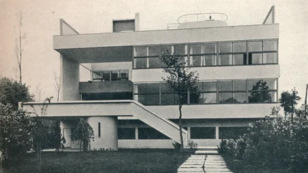 Private House at Garches, near Paris: Garden Front. Architects, Le Corbusier and Pierre Jeanneret