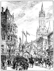 Procession Approaching the Town Hall, Manchester