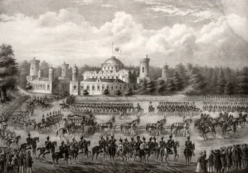 Procession of Tsar Nicholas I into Dormition Cathedral from the Petrovsky Palace during his coronation in 1825, 1826