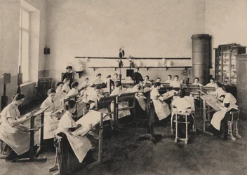 Pupils of the Smolny Institute for Noble Maidens at a painting lesson