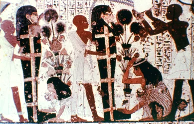 Purification of Mummies, Detail from a Temple Wall Painting, Thebes, Egypt
