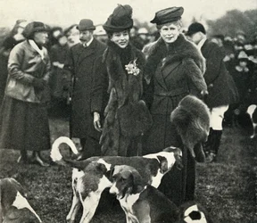 Queen Mary and Queen Alexandra at a meeting of the West Norfolk Hunt in 1920
