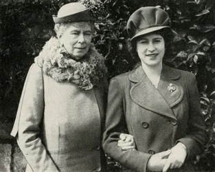 Queen Mary with Princess Elizabeth, April 1944
