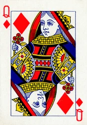 Queen of Diamonds from a deck of Goodall & Son Ltd. playing cards, c1940