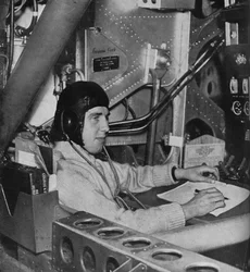 RAF Flight Engineer on Board an Aircraft, c1940