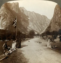 Ragged Range of the Troldtinder or Witch Pinnacles from Valley Road, Horgheim, Norway, c1905