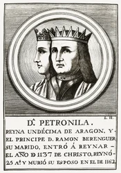 Raimond Berenger IV of Barcelona and Petronilla Queen of Aragon, Engraving