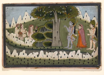 Rama, Sita, and Laksmana in a Landscape with Ascetics