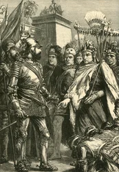 Reception of Cortes by Montezuma, 1519
