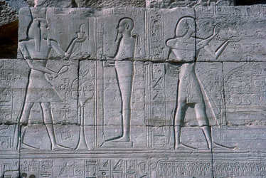 Relief showing Rameses II before Ptah, The Ramesseum, Temple of Rameses II, Luxor, Egypt, c1250 BC