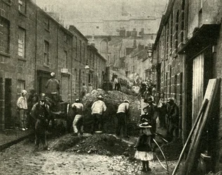 Removing Debris Brought Down by a Flood at St. Ives, 1901