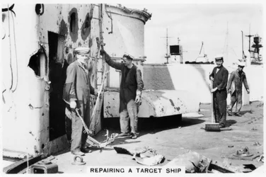 Repairing a target ship, 1937