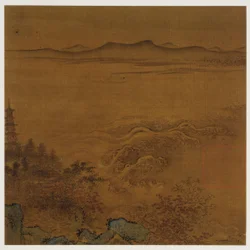 River Landscape: A Pagoda, Foaming Rapids, Distant Hills