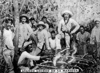 Roasting Pig in the Jungle, Cuba, c1910