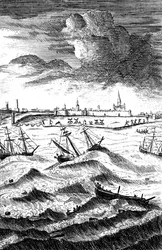 Robinson Crusoe Shipwrecked at Yarmouth, c1719