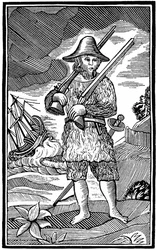 Robinson Crusoe, chapbook cut, 18th century 1964