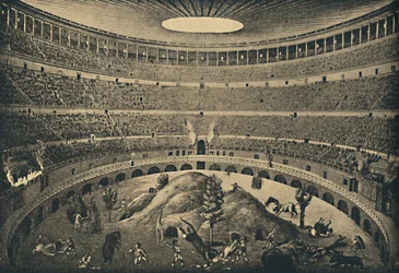 Rome - Colosseum - Reconstruction of a hunt of wild animals, 1910
