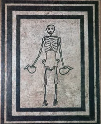 Roman mosaic of a skeleton