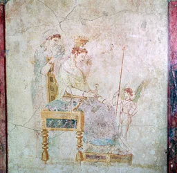 Roman Wall-Painting of Aphrodite, Eros, and One of the Graces, 1st Century