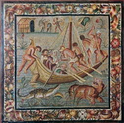 Roman Wall Mosaic of a Ferry-Boat, 1st Century
