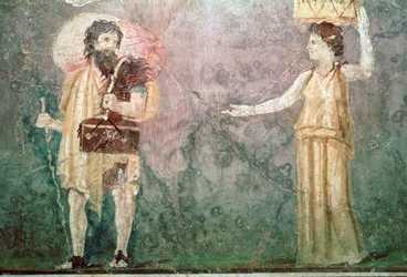 Roman Wall Painting of Servants, 1st Century BC