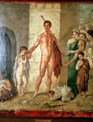 Roman wallpainting of Theseus after killing the Minotaur