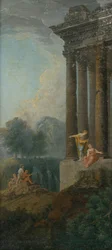 Romantic Landscape with Antique Ruin and Staffage