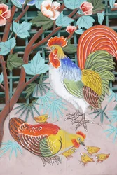 Rooster, Hen and Chicks, Seoul, South Korea