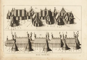 Royal tents pitched for the meeting of King Henry VIII and King Francis I of France near Ardres 1520