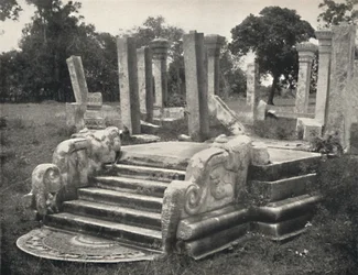 Ruins of a Pillar Hall, with Steps and Moonstone