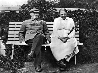 Russian Bolshevik Leader Vladimir Lenin and Nadezhda Krupskaya, Gorki, USSR