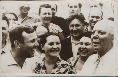 Russian cosmonaut Yuri Gagarin with his wife, 1962