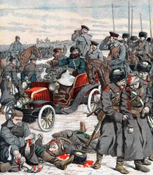 Russian General Directing the Campaign from His Car, Russo-Japanese War, 1904