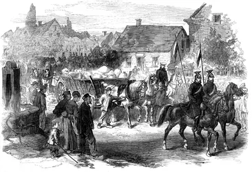 Russian lancers bringing in provisions, 1870
