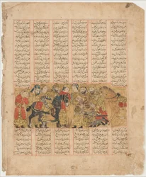 Rustam Pleads for Tus Before Kai Khusrau, Folio from a Shahnama