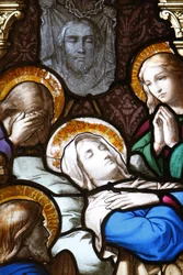 Saint-Corentin cathedral stained glass: the Dormition, Quimper, France