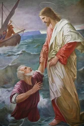 Saint-Grat Church: Painting of Peter Walking on Water Towards Jesus