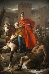Saint Gatien (Saint-Gatien) cathedral painting: Saint Martin sharing his coat, Tours, France
