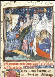 Saint Louis Died During His Second Crusade in Tunis From the Chroniques de France ou de St Denis, after 1380