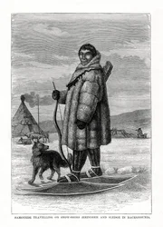 Samoyede Traveling on Snow-Shoes, Russia, 1877