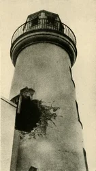 Scarborough lighthouse hit by a German bomb, First World War, December 1914, c1920
