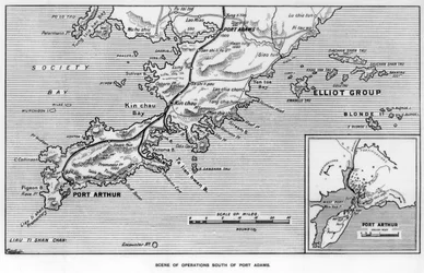 Scene of operations south of Port Adams, Manchuria, Russo-Japanese War