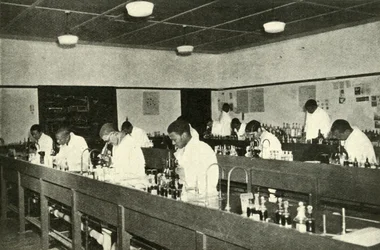 Scenes in a Native College - Students of Bacteriology at the Fort Hare Native College at Alice
