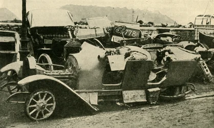 Scrapped! Wrecked Motor-cars captured from the Germans, First World War, c1920