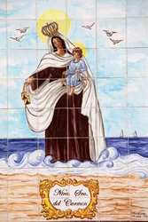 Senora del Carmen azulejo mosaic panel, Malaga, Spain